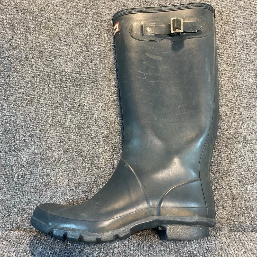 Hunter Boots Women 7 Rubber Dark Slate Gray Blue Rain Classic Wellies Equestrian